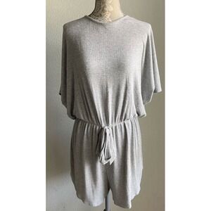Pink Lily Light Gray Knit Romper
